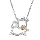 Sophie Miller Cubic Zirconia 14k Gold Over Silver And Sterling Silver Cow Pendant Necklace, Women's, Size: 18, White