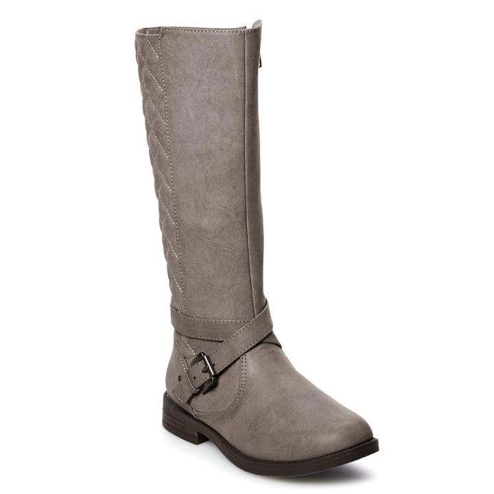 So&reg; Carrie Girls' Tall Riding Boots, Size: 5, Med Grey
