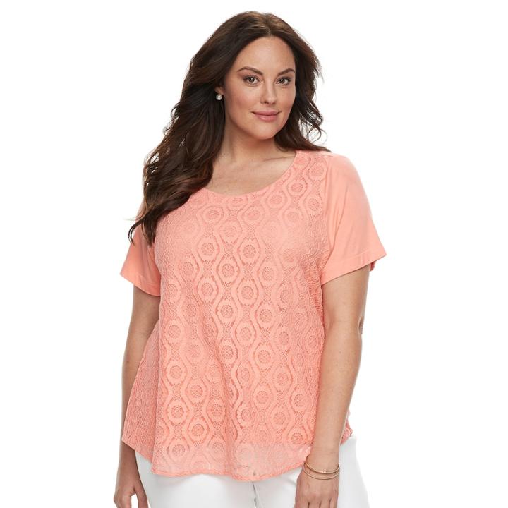 Plus Size Croft & Barrow® Lace Top, Women's, Size: 3xl, Med Pink