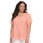 Plus Size Croft & Barrow&reg; Lace Top, Women's, Size: 3xl, Med Pink