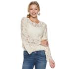 Juniors' Hint Of Mint Lace Bell Sleeve Top, Teens, Size: Small, Natural