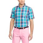 Men's Chaps Classic-fit Plaid Poplin Easy-care Button-down Shirt, Size: Large, Blue