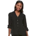 Juniors' Candie's&reg; Trumpet Sleeve Blouse, Teens, Size: Small, Black