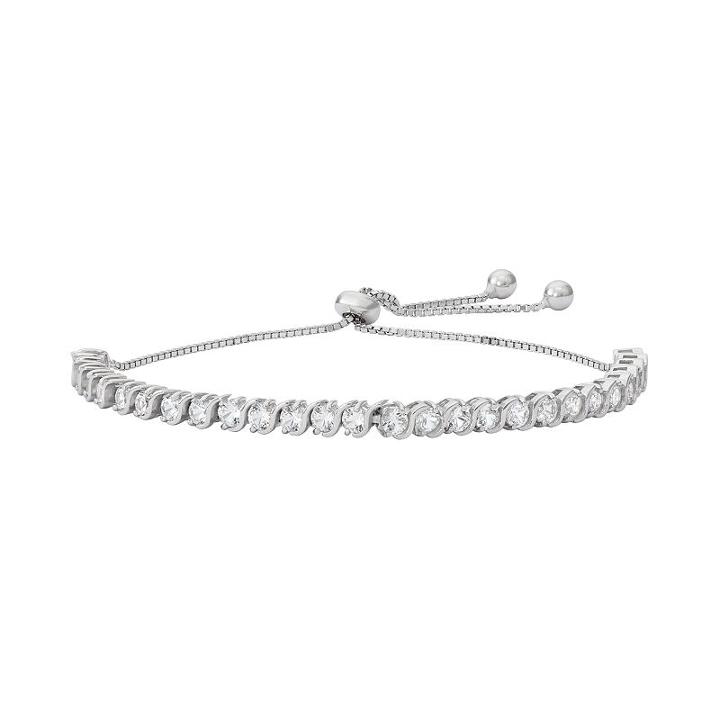 Sterling Silver Lab-created White Sapphire S-link Lariat Bracelet, Women's, Size: 9