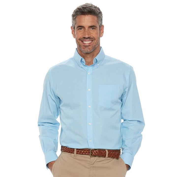 Men's Croft & Barrow&reg; True Comfort Classic-fit Stretch Button-down Shirt, Size: Large, Brt Blue
