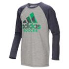 Boys 4-7x Adidas Climalite Soccer Logo Graphic Raglan Tee, Size: 7, Dark Grey
