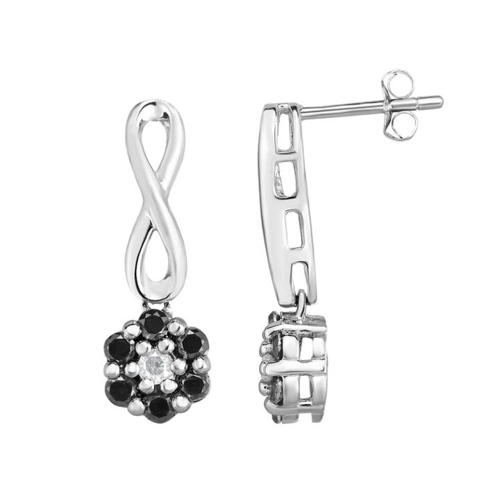 Sterling Silver 1/2 Carat T.w. Black & White Diamond Cluster Infinity Drop Earrings, Women's