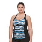 Plus Size Nike Gleam Snakeskin Racerback Tankini Top, Women's, Size: 2xl, Black