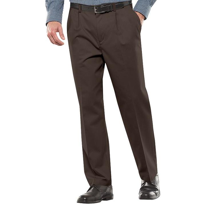 Men's Croft & Barrow&reg; Easy-care Classic-fit Pleated Pants, Size: 30x30, Brown