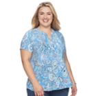 Plus Size Croft & Barrow&reg; Splitneck Top, Women's, Size: 2xl, Light Blue