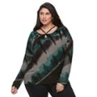 Plus Size Rock & Republic&reg; Strappy Tie Dye Sweater, Women's, Size: 1xl, Grey Other