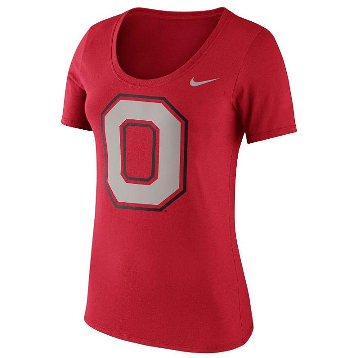 Women's Nike Ohio State Buckeyes Logo Scoopneck Tee, Size: Xl, Red