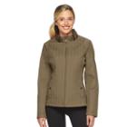 Women's Weathercast Solid Quilted Jacket, Size: Xl, Beig/green (beig/khaki)