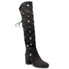 2 Lips Too Loop Women's Embellished Over-the-knee Boots, Size: Medium (8.5), Black