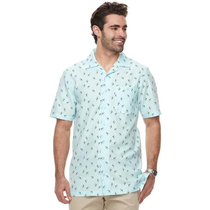 Big & Tall Haggar Regular-fit Button-down Camp Shirt, Men's, Size: 3xb, Med Blue