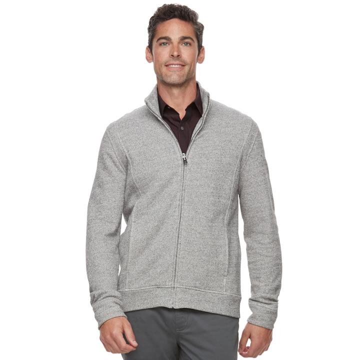 Men's Marc Anthony Slim-fit Marled Mockneck Jacket, Size: Large, Dark Grey