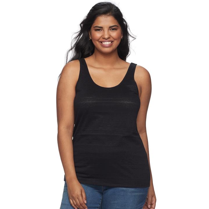 Juniors' Plus Size So&reg; Lace Tank, Teens, Size: 1xl, Black