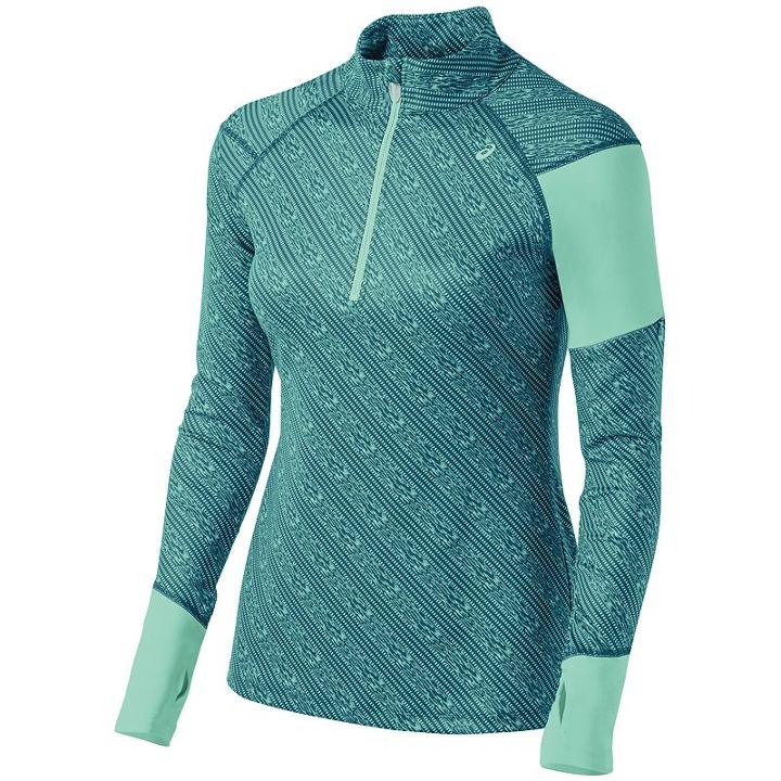 Asics Thermostripe Half-zip Mockneck Running Top - Women's, Size: Large, Blue Other