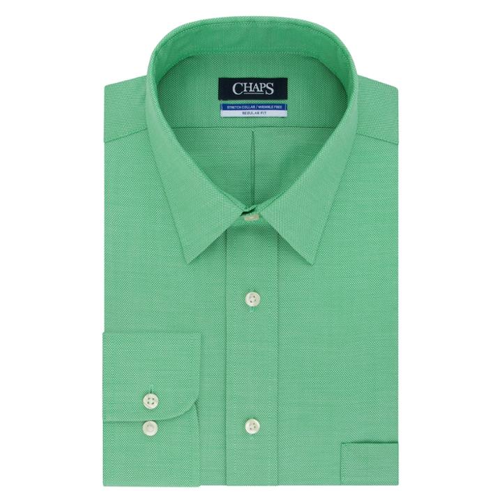 Men's Chaps Regular-fit Wrinkle-free Stretch Collar Dress Shirt, Size: 16.5-32/33, Green