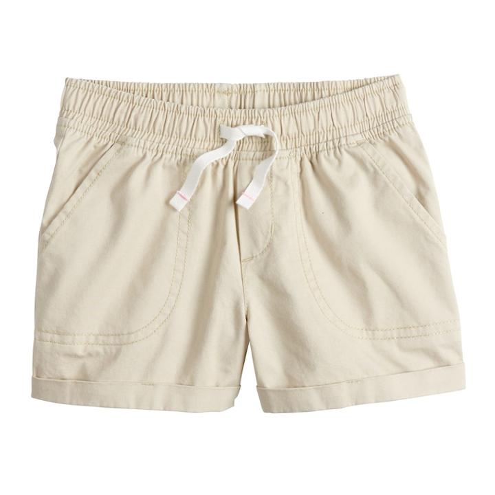 Girls 4-10 Jumping Beans&reg; Solid Cuffed Twill Shorts, Size: 5, Lt Beige