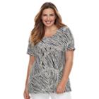 Plus Size Croft & Barrow&reg; Scoopneck Jacquard Top, Women's, Size: 1xl, Black