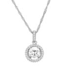 Sterling Silver Lab-created White Sapphire Halo Pendant, Women's, Size: 16