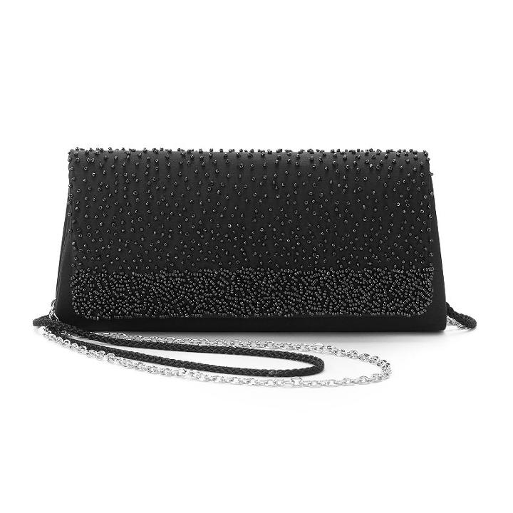 Lenore By La Regale Beaded Flap Clutch, Women's, Black