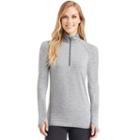 Women's Cuddl Duds Thermal Wool Half-zip Pullover Top, Size: Small, Grey (charcoal)