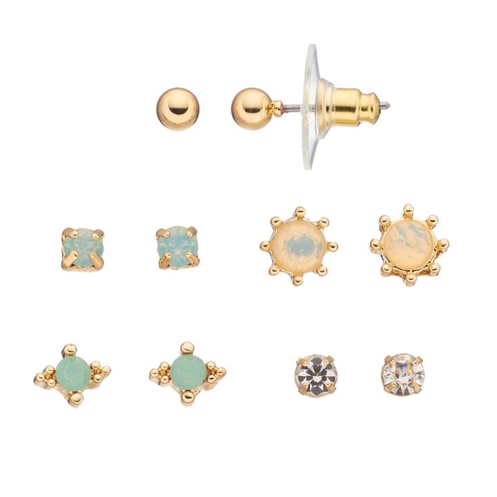 Lc Lauren Conrad Green Simulated Opal Nickel Free Stud Earring Set, Women's, Multicolor