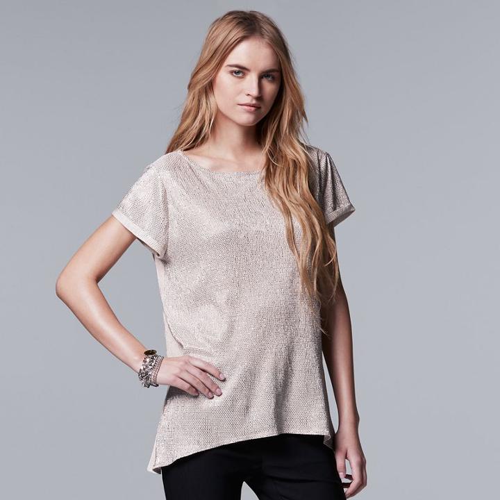 Plus Size Simply Vera Vera Wang Foil Texture Tee, Women's, Size: 2xl, Silver