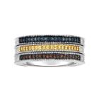 Sterling Silver 1/4 Carat T.w. Blue, Yellow & Red Diamond Stack Ring Set, Women's, Size: 10, Multicolor