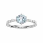 Lc Lauren Conrad 10k White Gold Blue Topaz & 1/10 Carat T.w. Diamond Ring, Women's, Size: 8