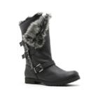 Qupid Women's Faux-fur Buckle Boots, Girl's, Size: 6.5, Black
