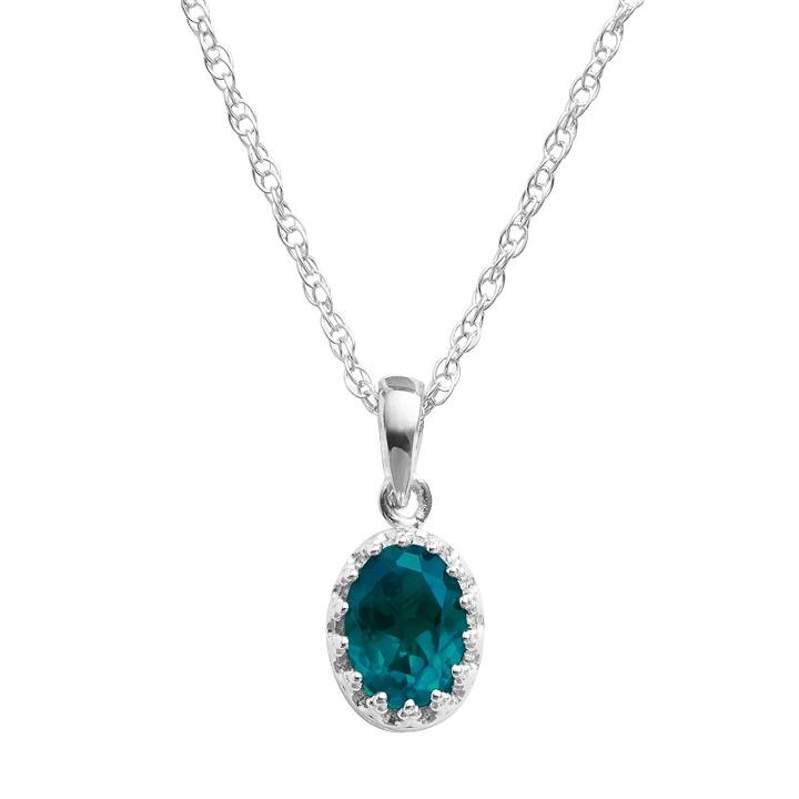 Tiara Sterling Silver London Blue Topaz Oval Pendant, Women's, Size: 18