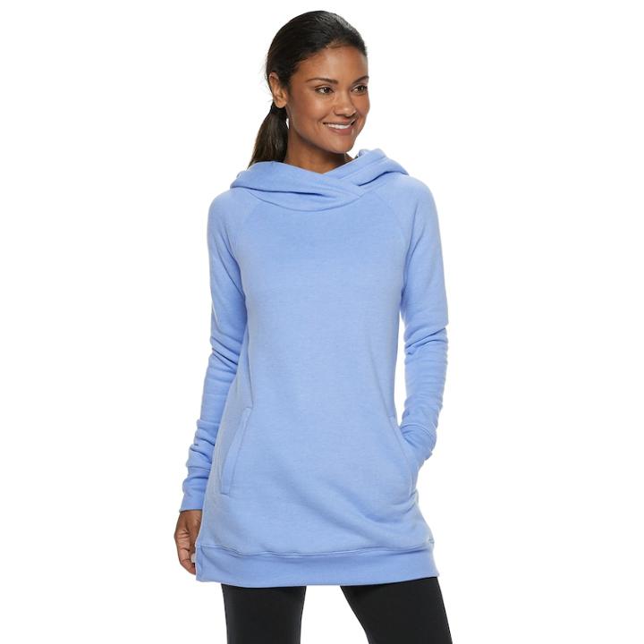 Women's Tek Gear&reg; Fleece Raglan Tunic Hoodie, Size: Xl, Lt Purple