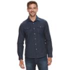 Men's Apt. 9&reg; Brushed Nep 2-pocket Woven Button-down Shirt, Size: Xl, Dark Blue