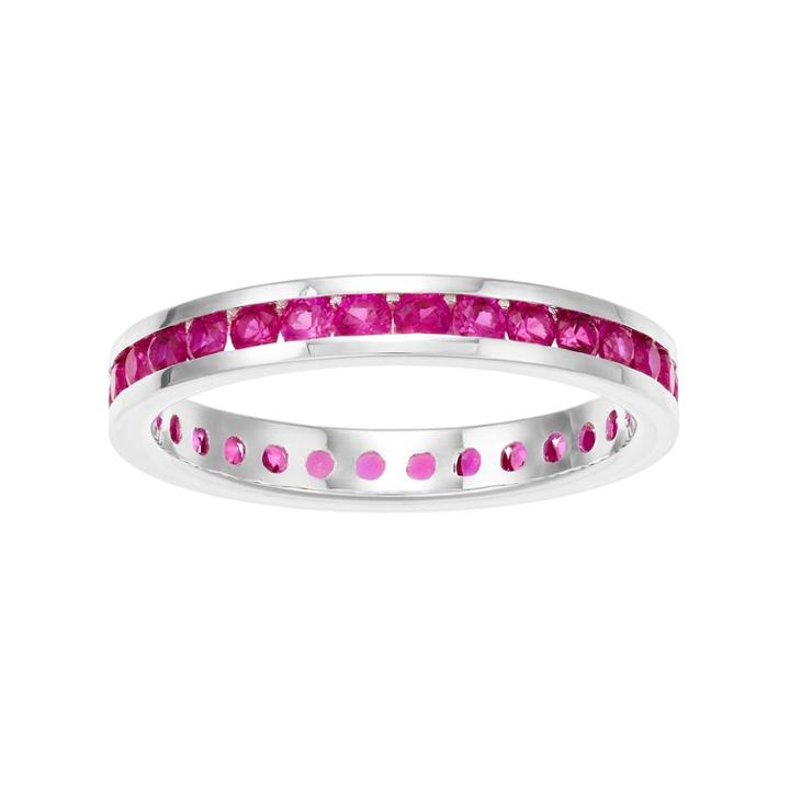 Traditions Sterling Silver Channel-set Lab-created Ruby Birthstone Ring, Women's, Size: 7, Red