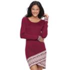 Juniors' Cloud Chaser Jacquard Sweater Dress, Teens, Size: Medium, Dark Red