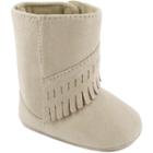 Baby Wee Kids Faux-suede Fringe Moccasin Boot Crib Shoes, Infant Girl's, Size: 0, Lt Brown