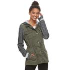 Juniors' Mudd&reg; Knit Sleeve Utility Jacket, Teens, Size: Medium, Med Green
