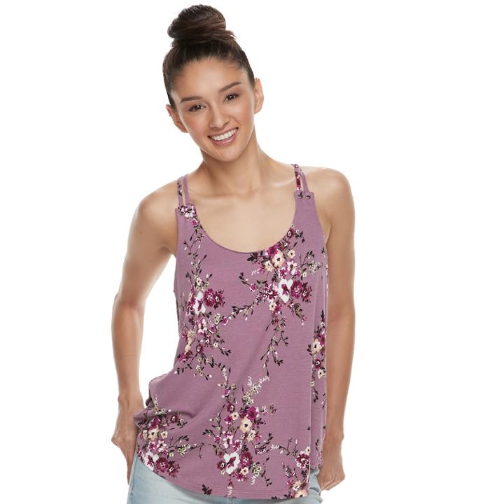 Juniors' Pink Republic Double Strap Racerback Tank, Teens, Size: Large, Med Purple