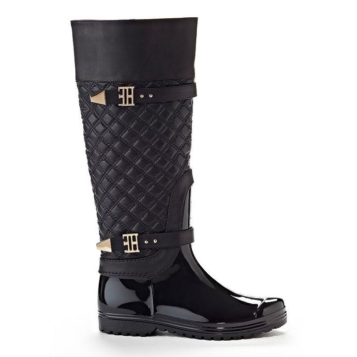 Henry Ferrera J Women's Water-resistant Quilted Rain Boots, Size: 10, Black