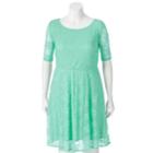 Juniors' Plus Size Wrapper Lace A-line Dress, Teens, Size: 1xl, Green