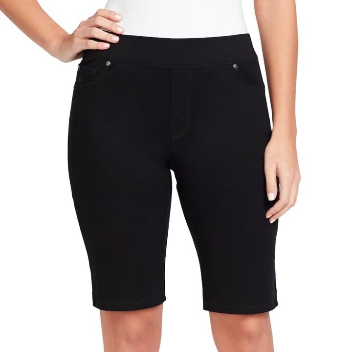 Women's Gloria Vanderbilt Avery Pull-on Bermuda Jean Shorts, Size: 6, Black