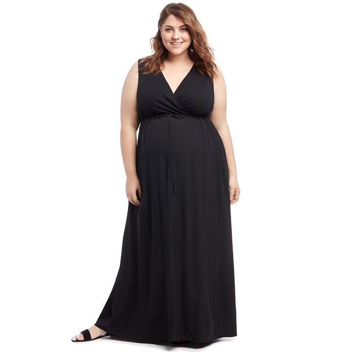Plus Size Maternity Oh Baby By Motherhood&trade; Surplice Maxi Dress, Women's, Size: 2xl, Black