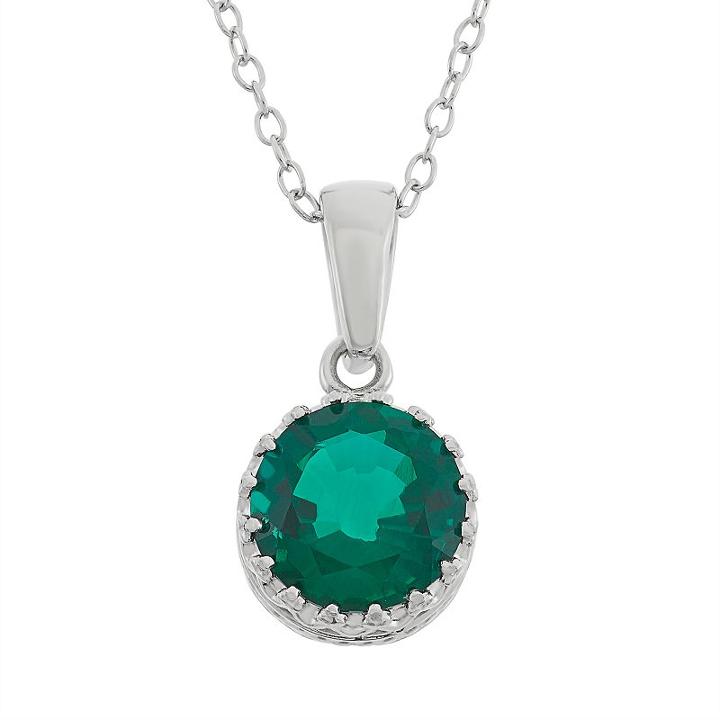 Tiara Lab-created Emerald Sterling Silver Pendant Necklace, Women's, Size: 18, Green