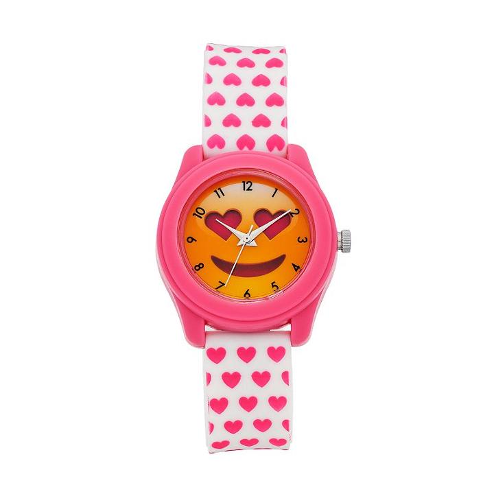 Limited Too Kids' Heart Eyes Emoji Watch, Size: Small, White