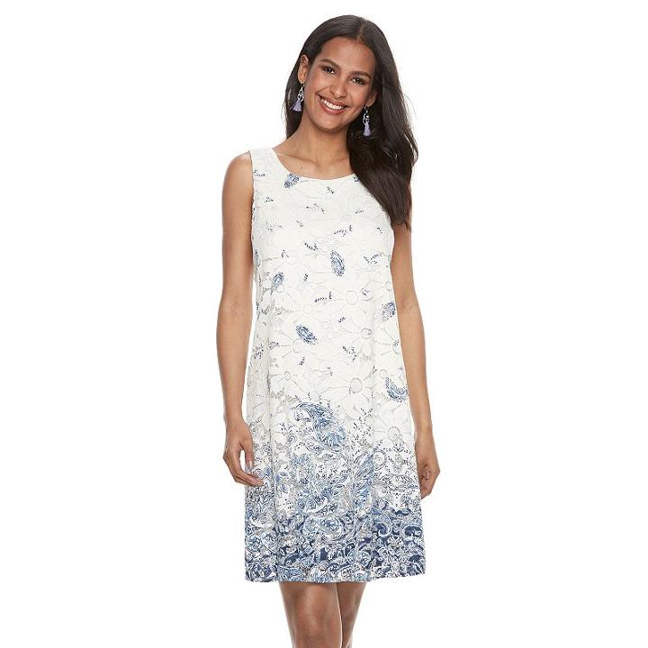 Women's Bethany Print Lace Shift Dress, Size: Large, Orange Oth