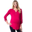 Maternity Pip & Vine By Rosie Pope Henley Tee, Women's, Size: S-mat, Brt Pink