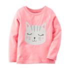 Girls 4-8 Carter's Long Sleeve Glitter Graphic Tee, Size: 4, Orange